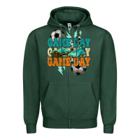 Sports Green Game day lightning bolt soccer Zipper Hoodie - HowdyJamesFarm