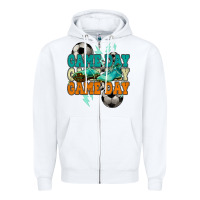 White Game day lightning bolt soccer Zipper Hoodie - HowdyJamesFarm
