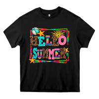 Black hello summer Heavy Core Tee - AdoDesignShop
