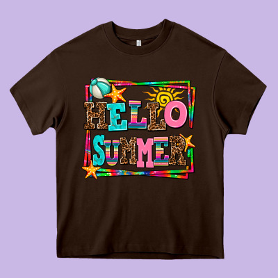 Hello Summer Heavy Core Tee Designed By Adodesignshop