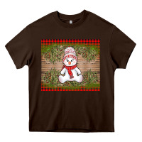 Chocolate Brown Christmas snowman Heavy Core Tee - AdoDesignShop