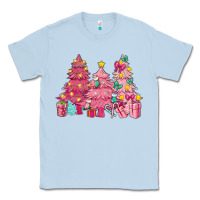 Dusty Blue Pink Christmas trees Classic Tee - NancyCooperArtShop