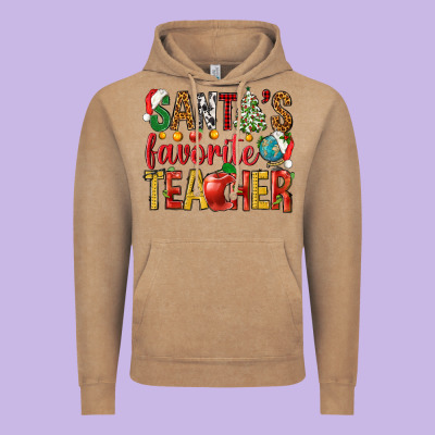 Santas Favorite Teacher Vintage Hoodie Designed By Nancycooperartshop