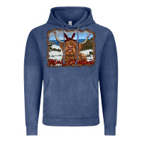 Vintage Denim merry christmas highland cow with farm Vintage Hoodie - RanaPortraitStore