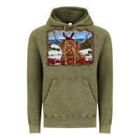 Vintage Olive merry christmas highland cow with farm Vintage Hoodie - RanaPortraitStore