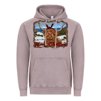 Vintage Zinc merry christmas highland cow with farm Vintage Hoodie - RanaPortraitStore