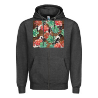 Charcoal Heather succulents and cowhide Zipper Hoodie - TumblerDesignByShophia