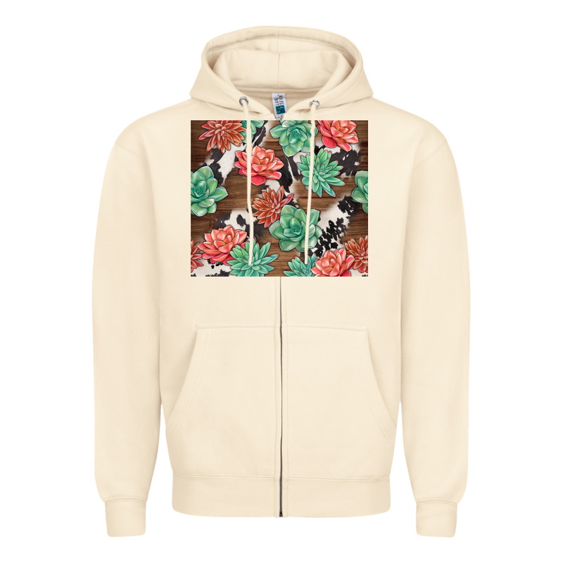 Succulents And Cowhide Zipper Hoodie by TumblerDesignByShophia | Teevron