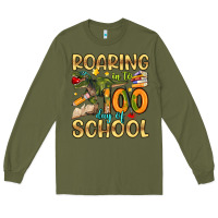 Army Green roaring in to 100 day of school Long Sleeve Tee - Artiststas