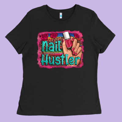 Nail Hustler Serape Leopard Background Ladies Tee Designed By Artiststas