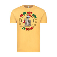 Vintage Mustard ho ho holly shit skeleton santa Vintage Tee - MaliasSmallBusiness