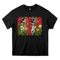 Black cactus cowhide  brushstroke Heavy Core Tee - AdoDesignShop