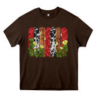 Chocolate Brown cactus cowhide  brushstroke Heavy Core Tee - AdoDesignShop