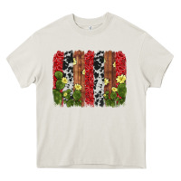 Cream cactus cowhide  brushstroke Heavy Core Tee - AdoDesignShop