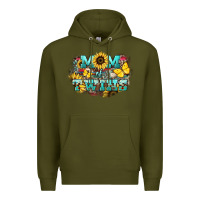 Army Green Mom of twins sunflower mothers day Premium Hoodie - HowdyJamesFarm