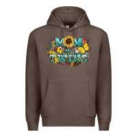 Coffee Mom of twins sunflower mothers day Premium Hoodie - HowdyJamesFarm