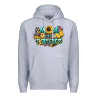Heather Grey Mom of twins sunflower mothers day Premium Hoodie - HowdyJamesFarm
