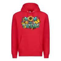 Red Mom of twins sunflower mothers day Premium Hoodie - HowdyJamesFarm