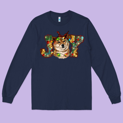 Shiba Inu Christmas Joy Long Sleeve Tee Designed By Ranaportraitstore