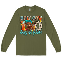 Army Green holy cow 100 days of school Long Sleeve Tee - Artiststas