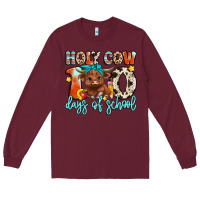 Burgundy holy cow 100 days of school Long Sleeve Tee - Artiststas