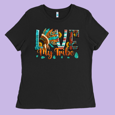 Love My Tribe Native American Indian Headdress Ladies Tee Designed By Artiststas