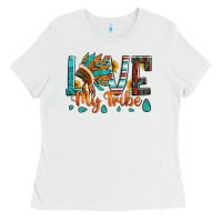 White love my tribe native american indian headdress Ladies Tee - Artiststas