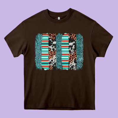 Serape Leopard Cowhide  Brushstroke Heavy Core Tee Designed By Adodesignshop