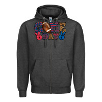 Charcoal Heather Game day red and blue Zipper Hoodie - HowdyJamesFarm