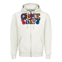 Oatmeal Heather Game day red and blue Zipper Hoodie - HowdyJamesFarm