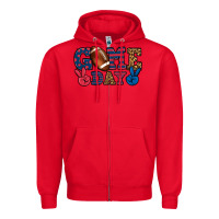 Red Game day red and blue Zipper Hoodie - HowdyJamesFarm