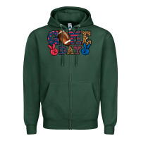 Sports Green Game day red and blue Zipper Hoodie - HowdyJamesFarm