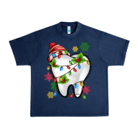 Navy Christmas Teeth Dentist Urban Heavy Tee - MaliasSmallBusiness