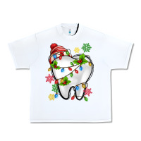 White Christmas Teeth Dentist Urban Heavy Tee - MaliasSmallBusiness