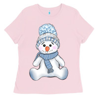 Bubblegum Pink winter snowman Ladies Tee - AdoDesignShop