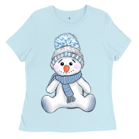 Baby Blue winter snowman Ladies Tee - AdoDesignShop