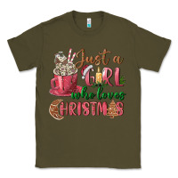 Army Green Pink Just a girl who loves Christmas Classic Tee - NancyCooperArtShop