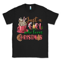 Black Pink Just a girl who loves Christmas Classic Tee - NancyCooperArtShop