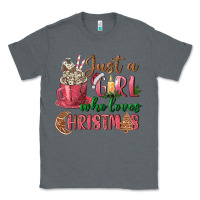Charcoal Heather Pink Just a girl who loves Christmas Classic Tee - NancyCooperArtShop