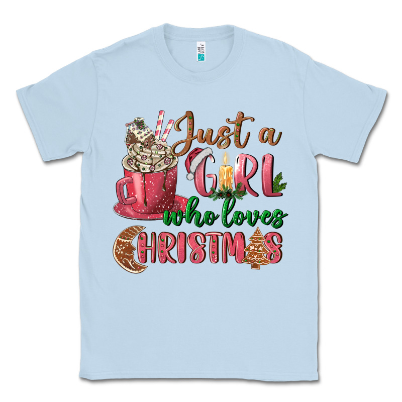 Pink Just A Girl Who Loves Christmas Classic Tee by NancyCooperArtShop | Teevron
