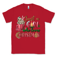 Red Pink Just a girl who loves Christmas Classic Tee - NancyCooperArtShop