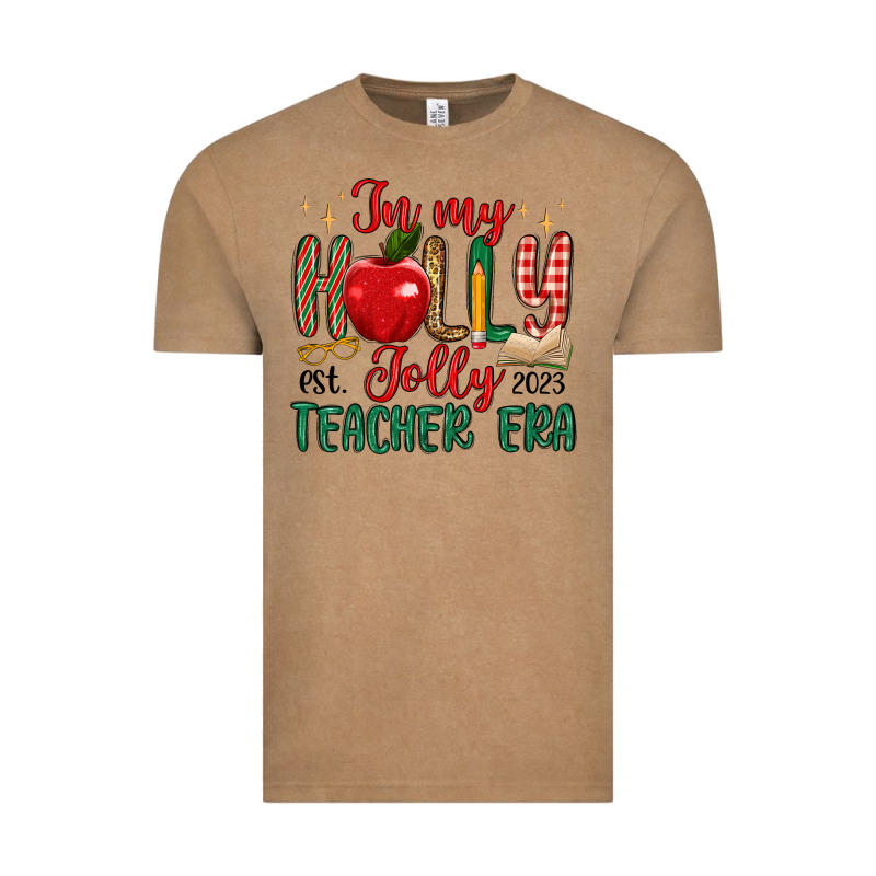 In My Holly Jolly Teacher Era Vintage Tee by MaliasSmallBusiness | Teevron