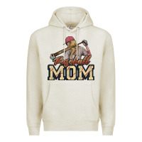 Oatmeal Heather Baseball mom Premium Hoodie - HowdyJamesFarm