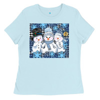 Baby Blue snowman tumbler Ladies Tee - AdoDesignShop