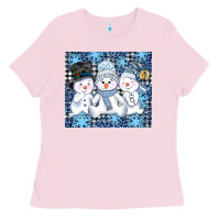 Bubblegum Pink snowman tumbler Ladies Tee - AdoDesignShop
