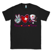 Black Peace Love Nurse Classic Tee - RanaPortraitStore