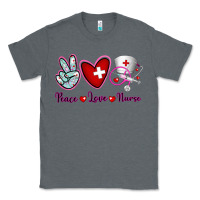 Charcoal Heather Peace Love Nurse Classic Tee - RanaPortraitStore