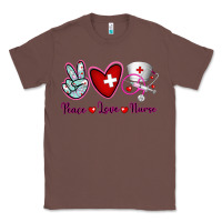 Chestnut Peace Love Nurse Classic Tee - RanaPortraitStore