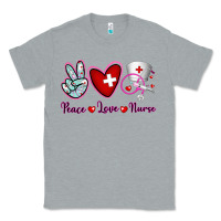 Heather Grey Peace Love Nurse Classic Tee - RanaPortraitStore