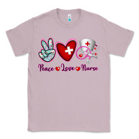 Lilac Peace Love Nurse Classic Tee - RanaPortraitStore